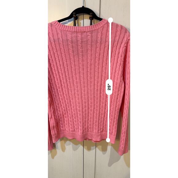 Appleseed Pink Cable Knit Cotton Sweater – Women’s XL | Cozy Soft Pullover - Picture 7 of 8